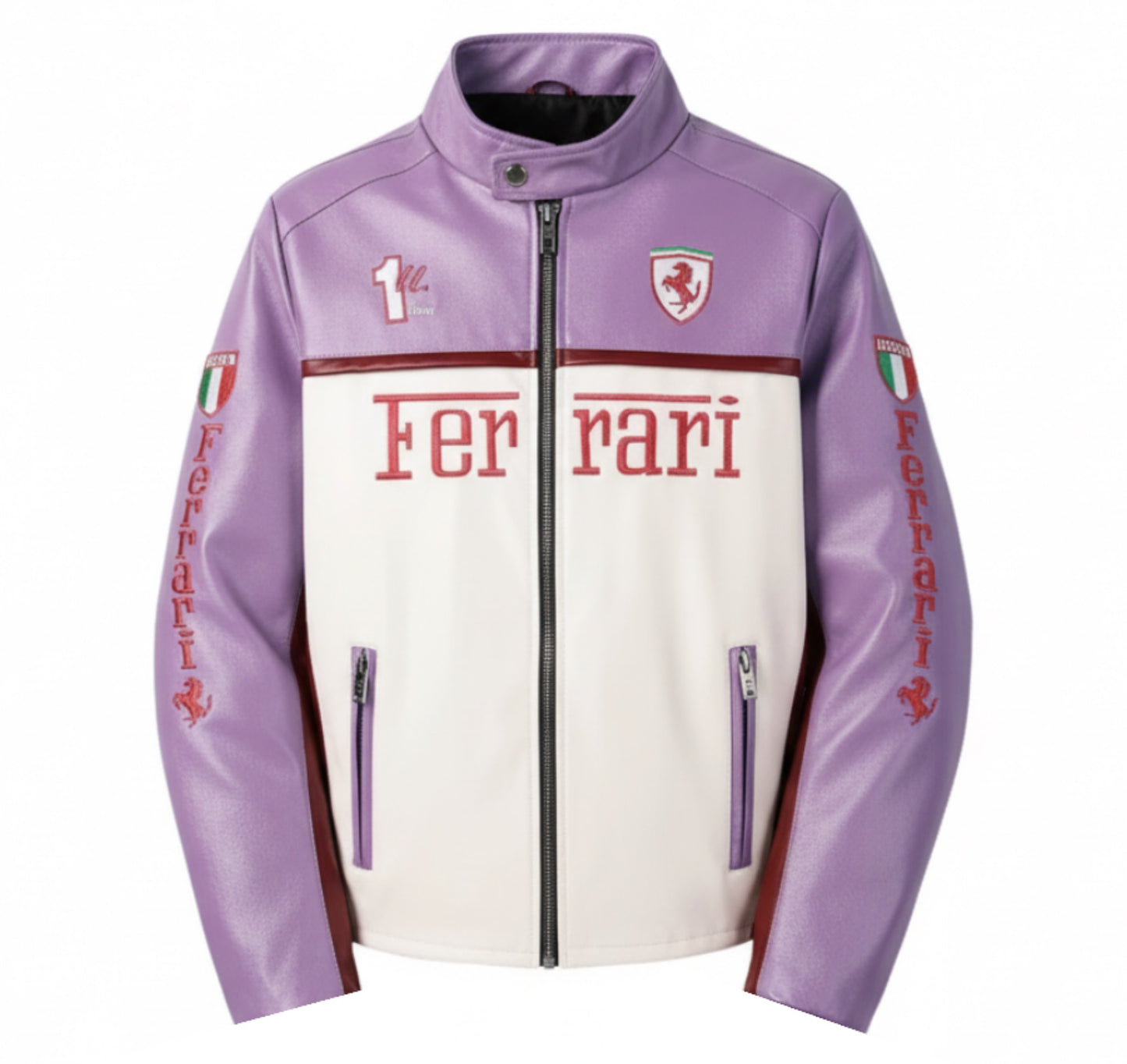 Purple Ferrari F1 Leather Jacket