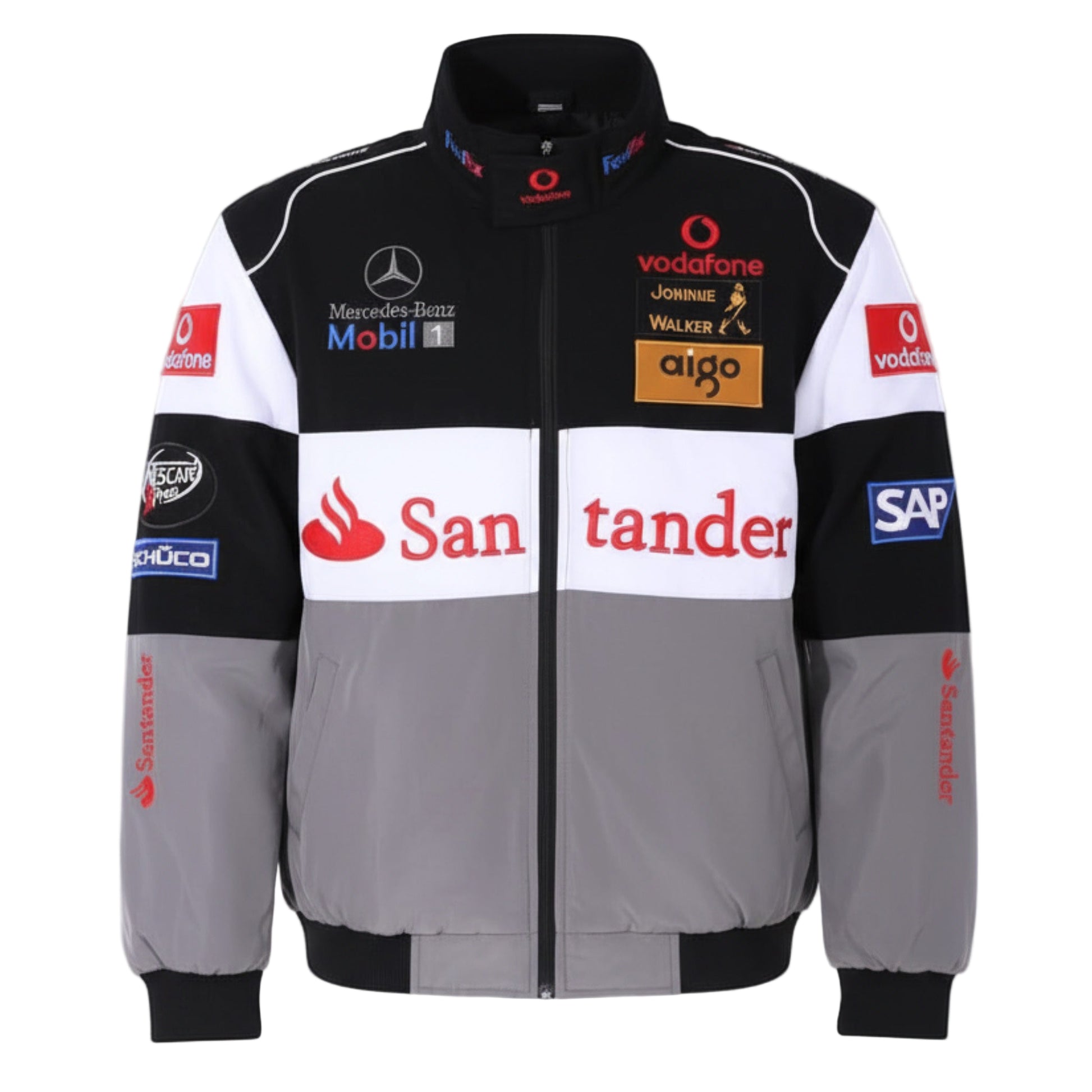 F1 VINTAGE MERCEDS BENZ JACKET GREY BLACK