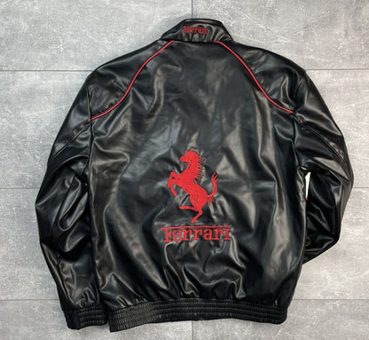 Ferrari F1 Racing Leather Black Jacket