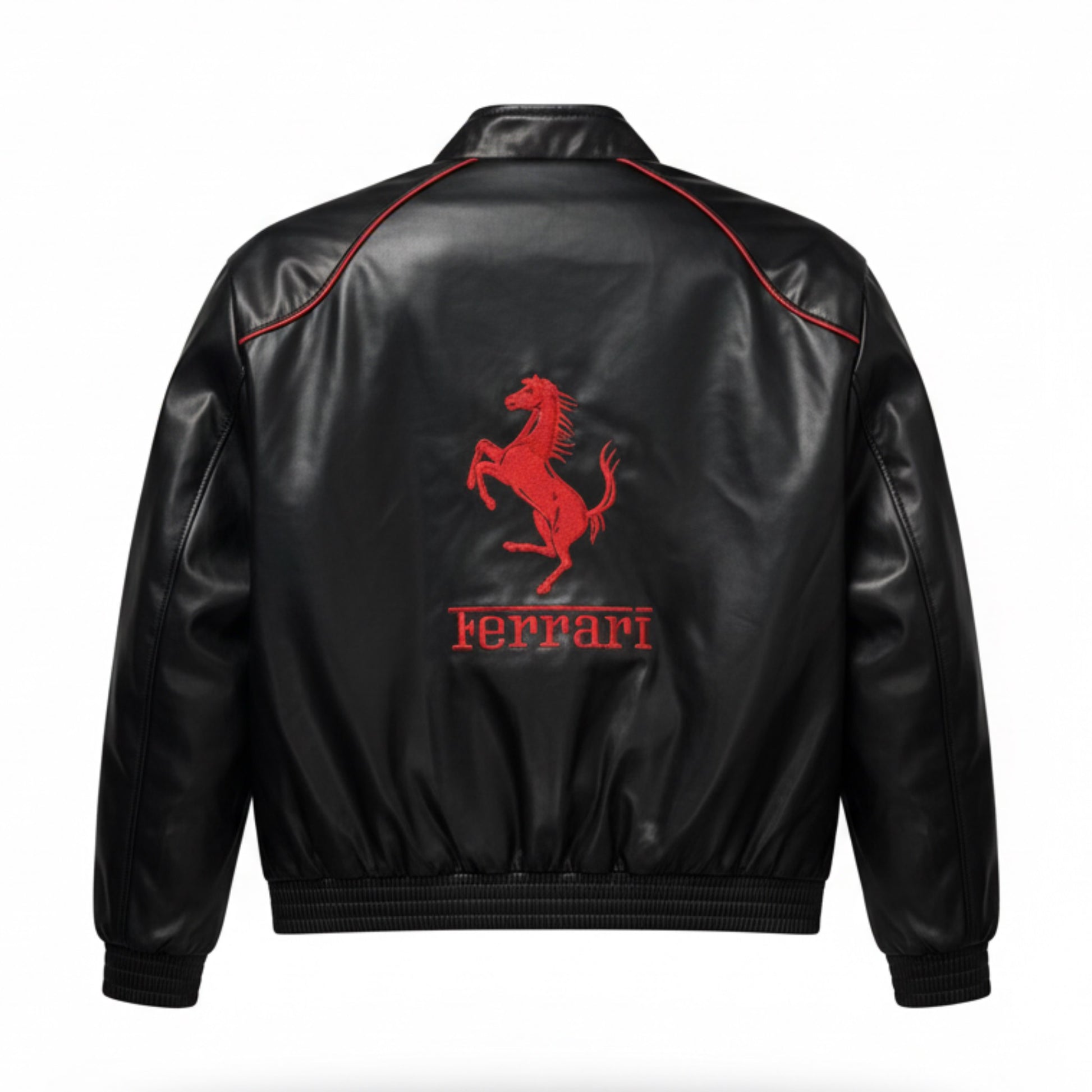 Ferrari F1 Racing Leather Black Jacket