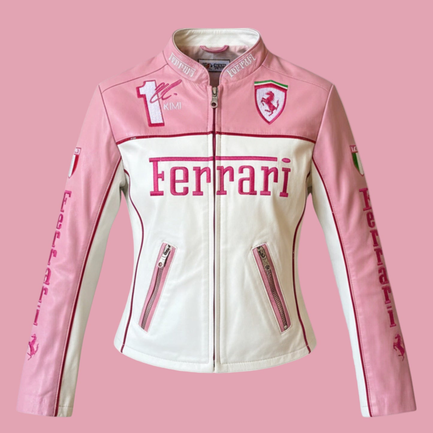 Ferrari Pink Leather Jacket