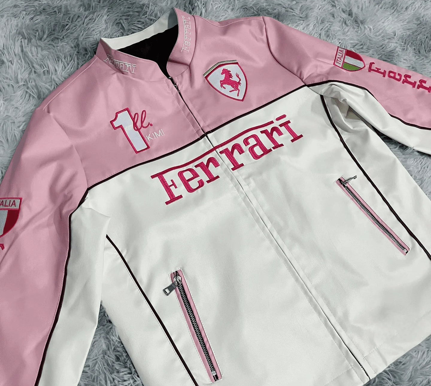 Ferrari Pink Leather Jacket