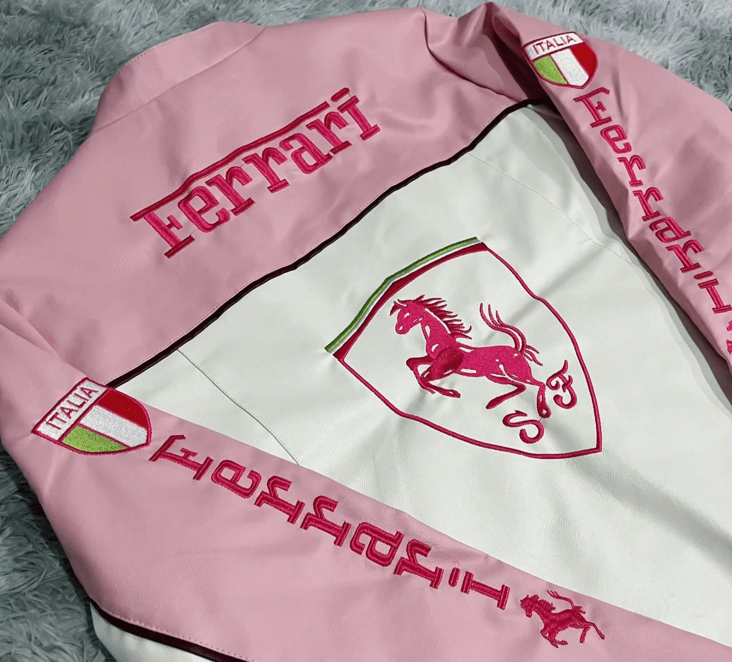 Ferrari Pink Leather Jacket