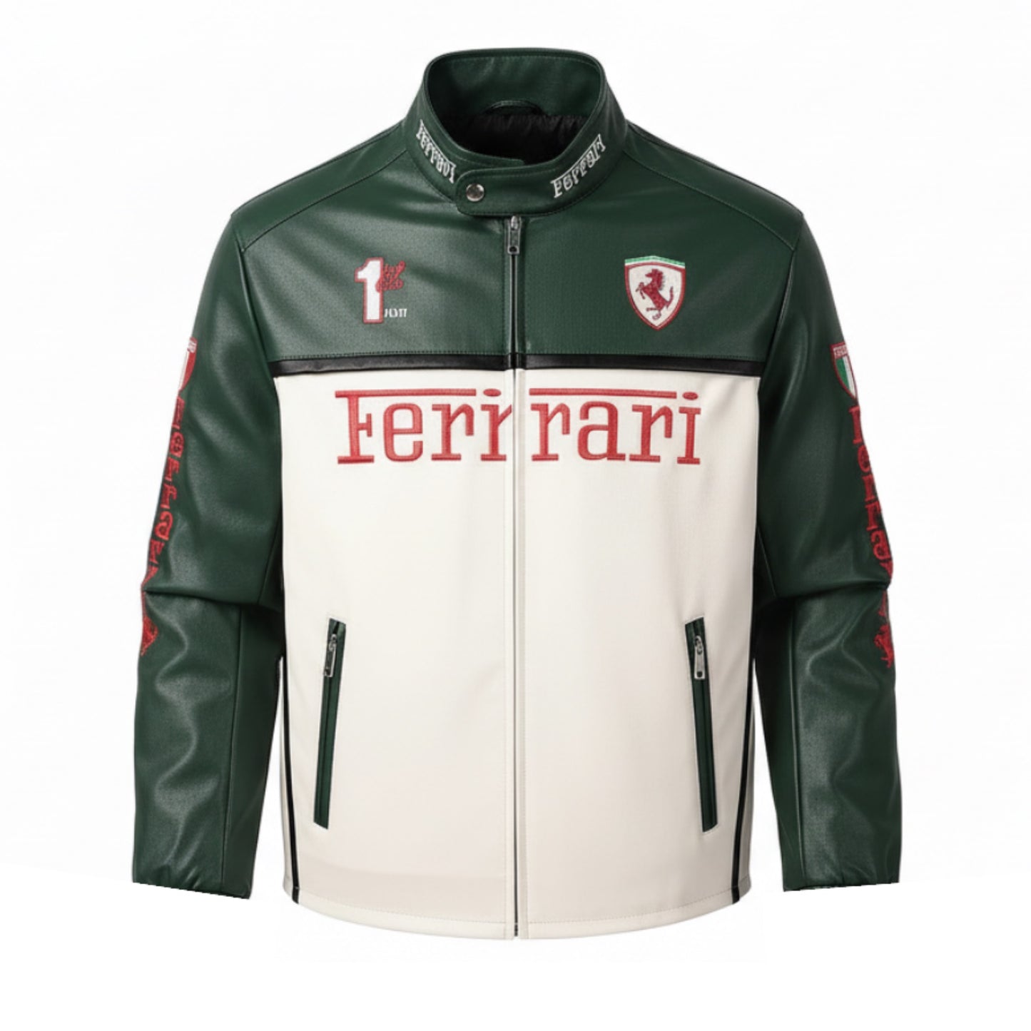 Green Ferrari F1 Leather Jacket