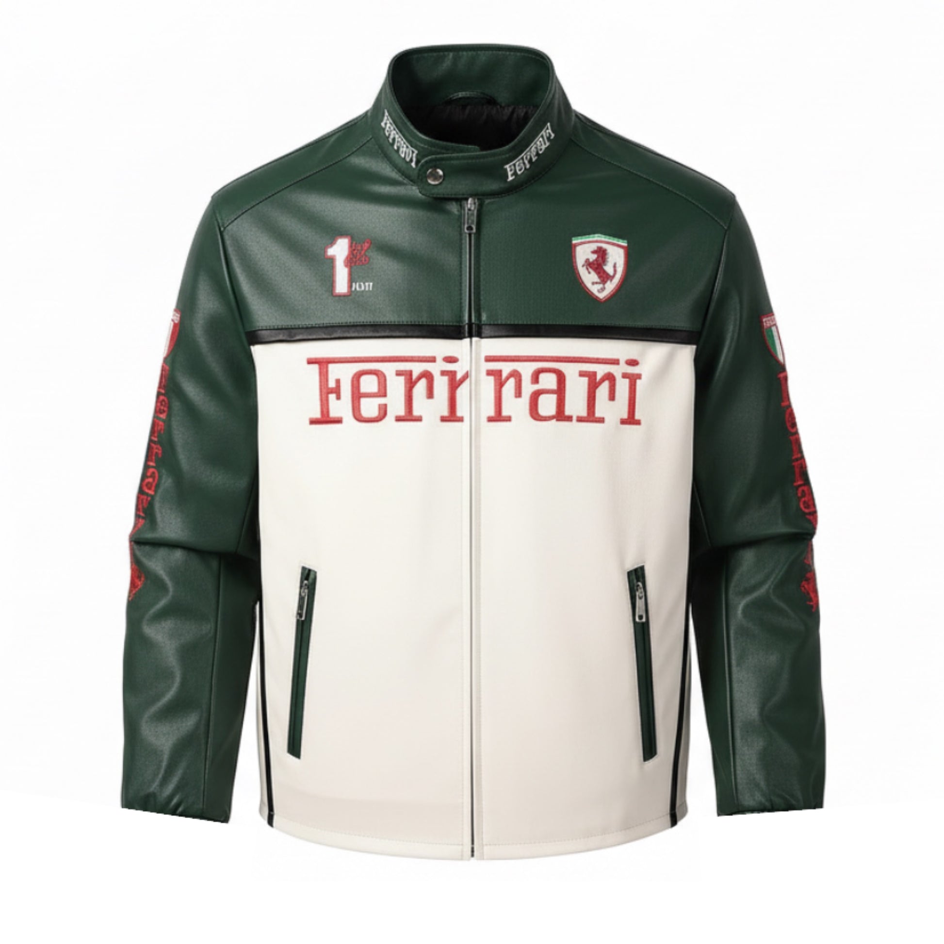 Green Ferrari F1 Leather Jacket