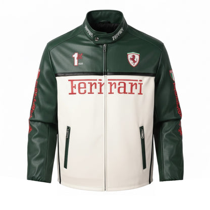 Green Ferrari F1 Leather Jacket