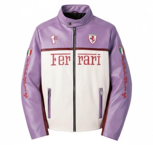 Purple Ferrari F1 Leather Jacket