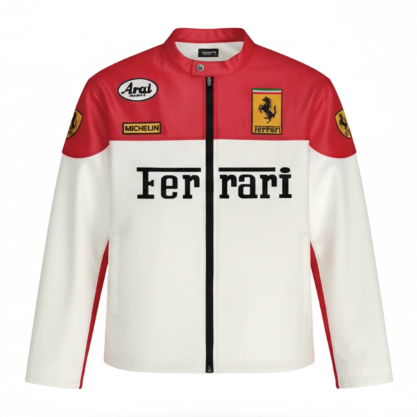 Red White Ferrari Leather Jacket