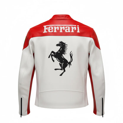 Red White Ferrari Leather Jacket